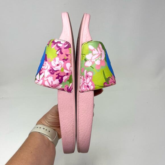Gucci x Ken Scott GG Pursuit Floral Print Slide Slip On Flat Sandals Pink EU 37 - Picture 6 of 15